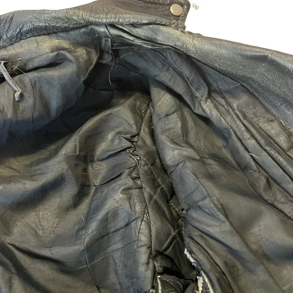 Leather Jacket Biker Motorcycle Men'sSMALL/MEDBlack90's
